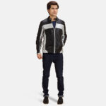 Randolf Silver Black Leather Biker Jacket 4