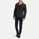 Black Studded Leather Biker Jacket 3