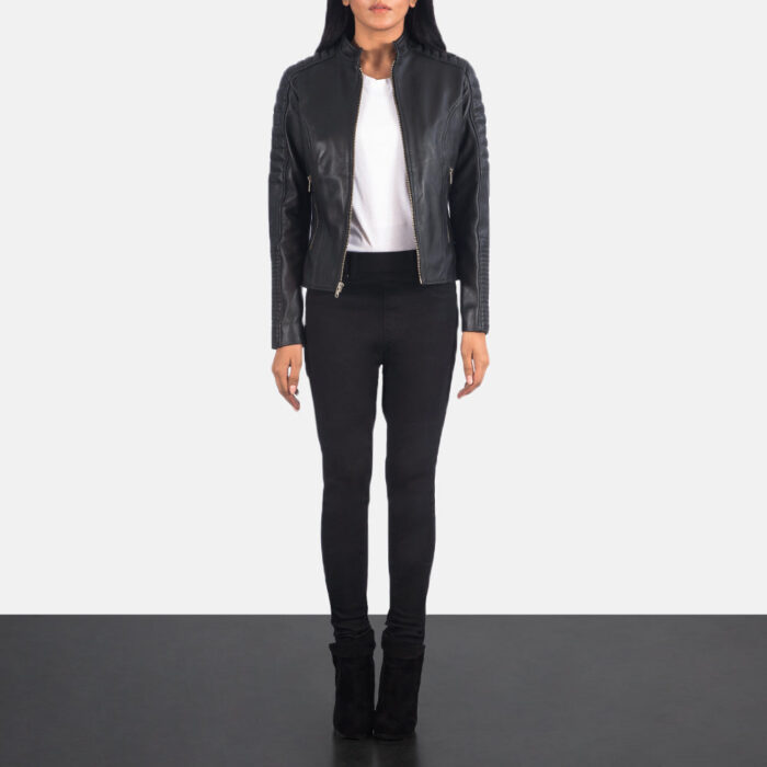 Adalyn Quilted Black Leather Biker Jacket 3