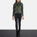Adalyn Quilted Green Leather Biker Jacket 3