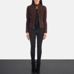 Adalyn Quilted Mocha Suede Biker Jacket 4