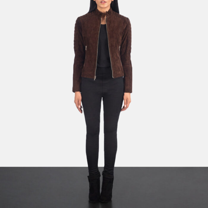 Adalyn Quilted Mocha Suede Biker Jacket 4