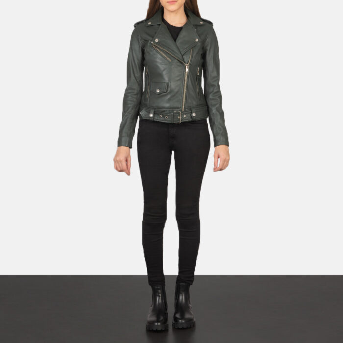 Alison Green Leather Biker Jacket 3