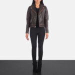 Carolyn Quilted Vintage Brown Biker Jacket 3