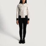 Lana Silver Leather Bomber Jacket 4