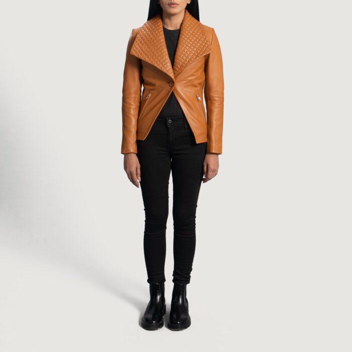 Lee Tan Brown Leather Blazer 4