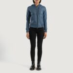 Luna Blue Hooded Leather Bomber Jacket 3