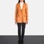 Marilyn Tan Brown Leather Blazer 3