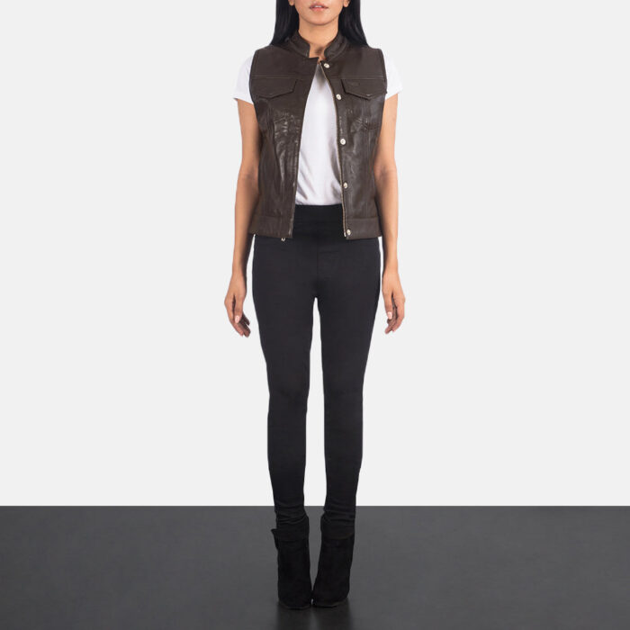 Rayne Moto Brown Leather Vest 3