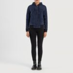 Rebella Blue Hooded Suede Bomber Jacket 3