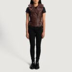 Rhonda Maroon Leather Biker Vest 4