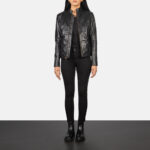 Rumella Black Leather Biker Jacket 3