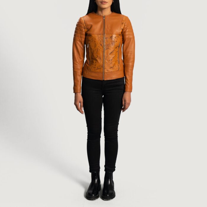 Sandy Tan Dye Leather Biker Jacket 4