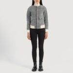 Sasha A1 Grey Suede Bomber Jacket 3