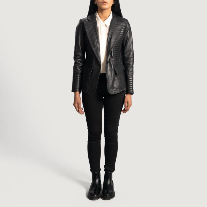 Selina Black Leather Blazer 4