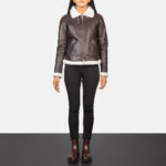 Sherilyn B-3 Maroon Leather Bomber Jacket 3