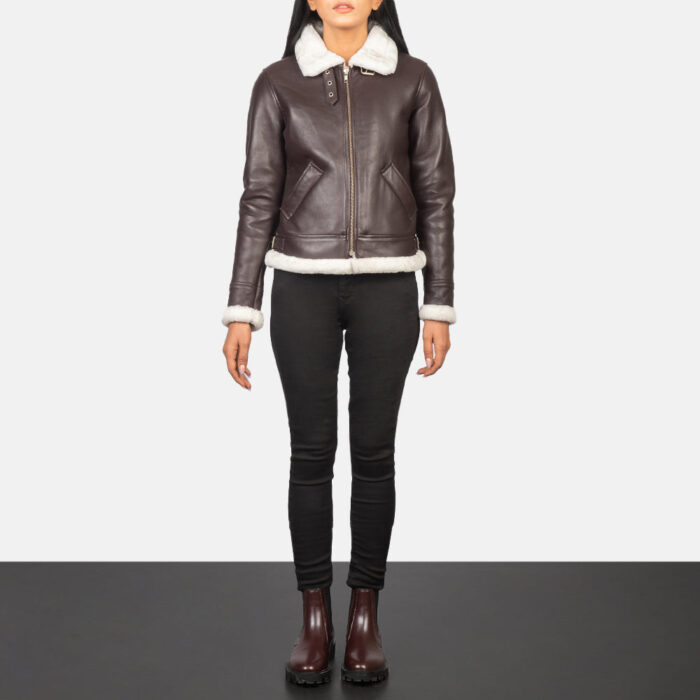 Sherilyn B-3 Maroon Leather Bomber Jacket 3