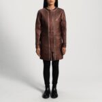 Trudy Lane Quilted Maroon Leather Coat 3