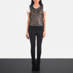 Vanda Distressed Brown Leather Biker Vest 3