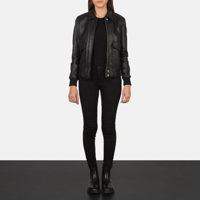 Westa A-2 Black Leather Bomber Jacket 3