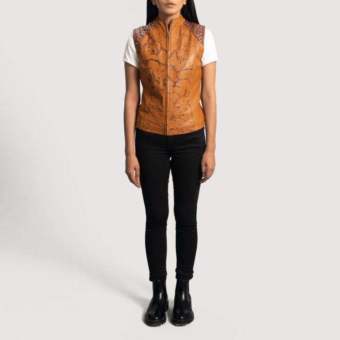 Westina Tan Dye Leather Vest 4